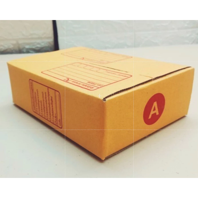 กล่องไปรษณีย์ เบอร์ A ขนาด 14×20×6 ซม. กล่องพัสดุฝาชน แพ็ค 20 ใบ หนา 3 ชั้น มีจ่าหน้า